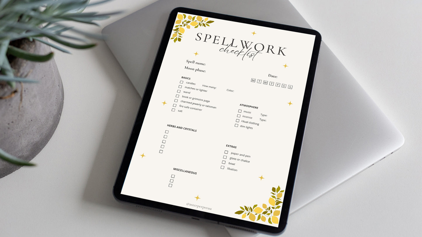 Spell work checklist for rituals